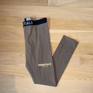 Essentials Taupe Leggings with Black Waistband